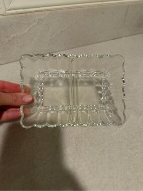 Vintage Clear Glass Divided Vanity Tray